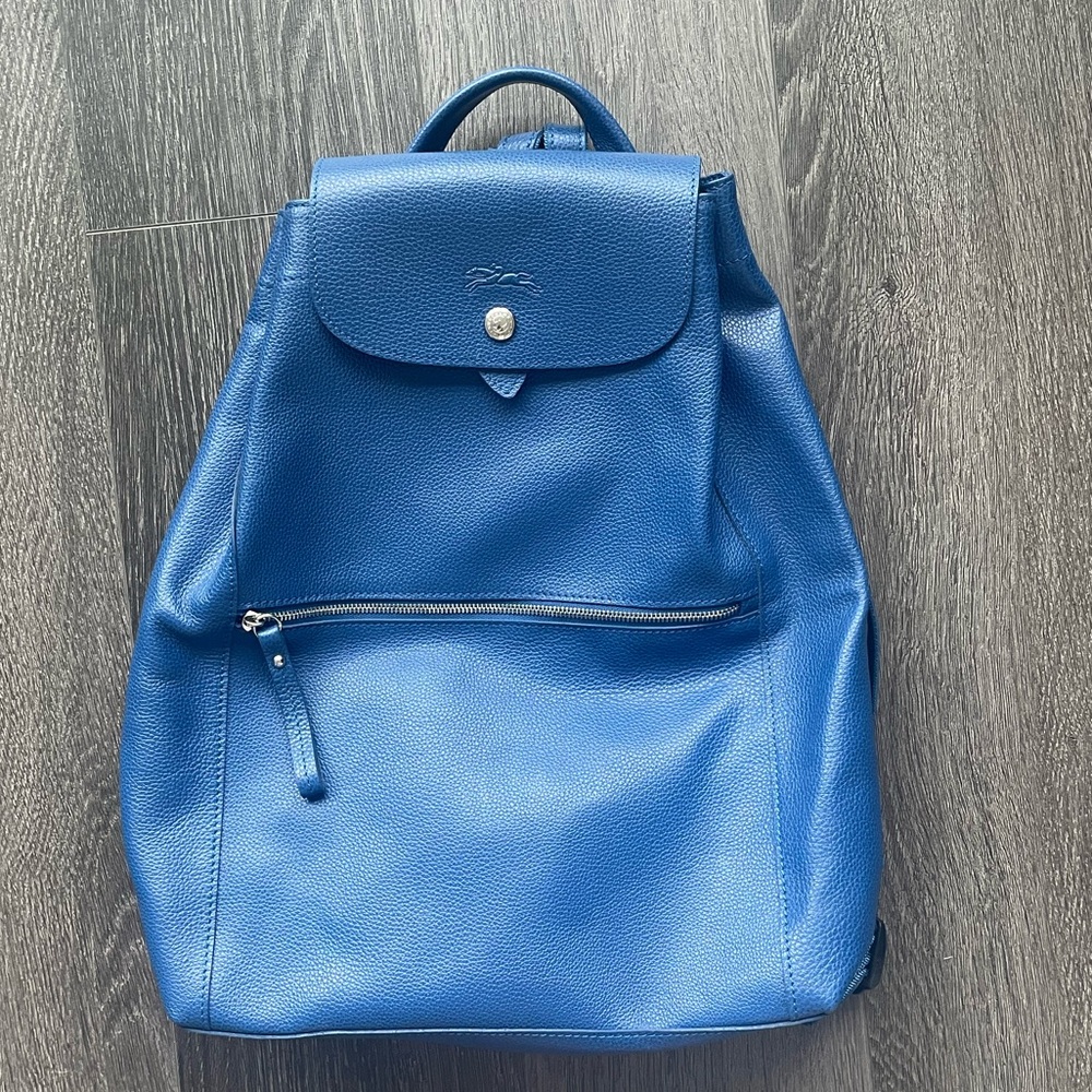 Longchamp Le Foulonne Veau Sapphire Blue Backpack